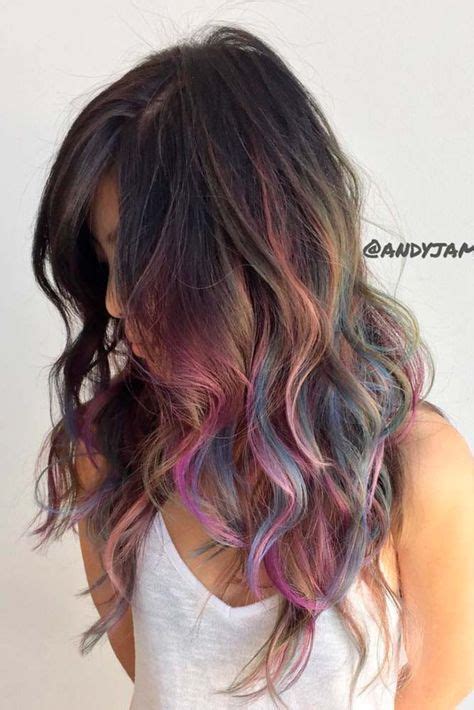 40 rainbow hair ideas for brunette girls — no bleach required oil slick hair color oil slick
