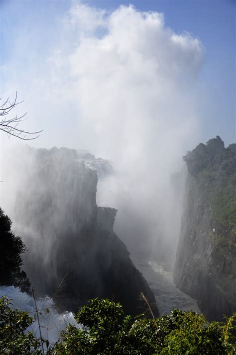 Waterfall Water Spray Viktoriofaelle Cloud Sky Nature Free Image