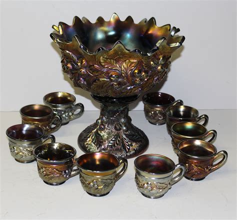 Carnival Glass Punch Bowl With Cups Glass Designs