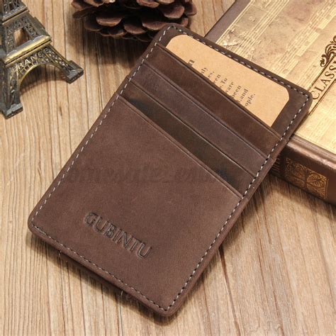 Below are men's leather money clip wallets with or without credit card read more holders that are a great addition to your daily routine. Men Genuine Leather Thin Wallet ID Money Credit Card Slim Holder Front Pocket | eBay
