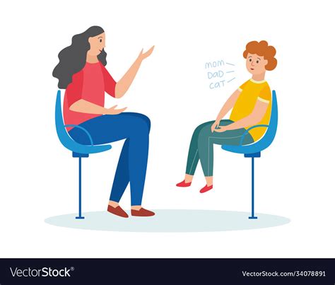 Psychological Consultation With Kid Flat Cartoon Vector Image
