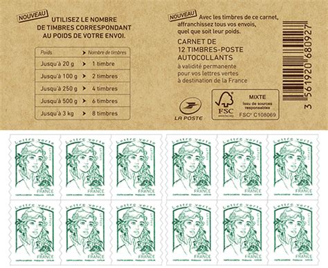 Ce timbre gris est ainsi idéal pour des envois non urgents. Carnet de 12 timbres Marianne Vert - Lettre verte ...