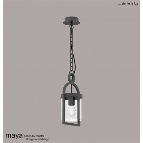 Mantra M6555 Maya Single Light Anthracite Outdoor Porch Ceiling Pendant N23376