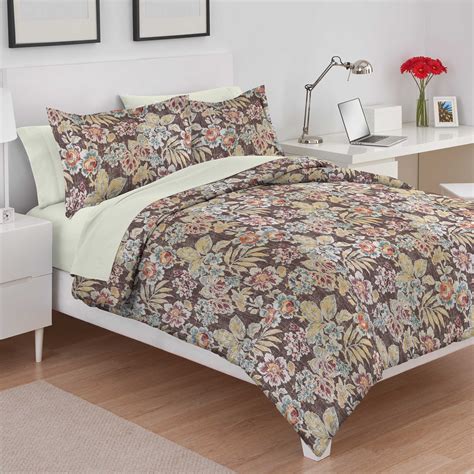 Martex Abigail Fullqueen Brown Floral Comforter Set