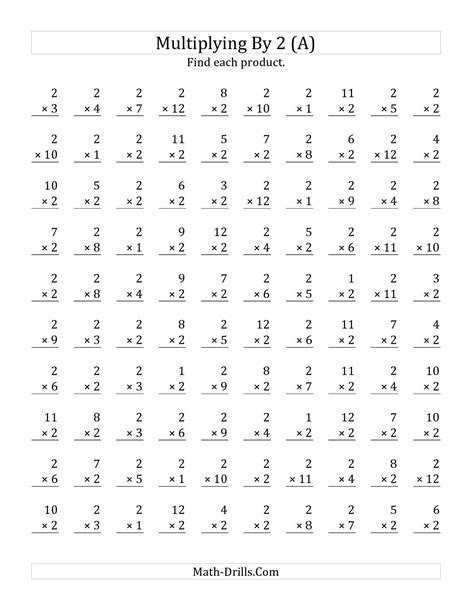 Printable 1 Minute Multiplication Drills