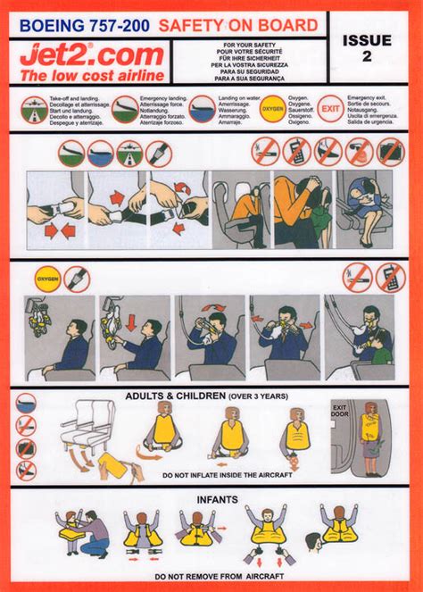 But here is a list of some funny flight attendant announcements and airline safety scripts we would love to hear just to make that flight a little bit more enjoyable. Airline Safety Card For jet2 boeing 757-200 issue 2.jpg