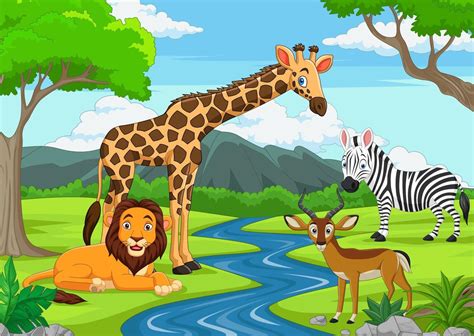 Cartoon Wild Animals In The Jungle 7098265 Vector Art At Vecteezy