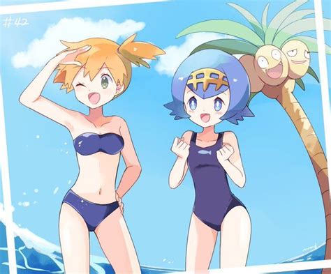 Swimsuit Misty And Lana Pokemon Pokemon Waifu Cute Pokemon