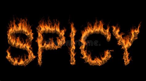 3d Illustration Of Word Spicy Text On Fire With Alpha Layer Stock
