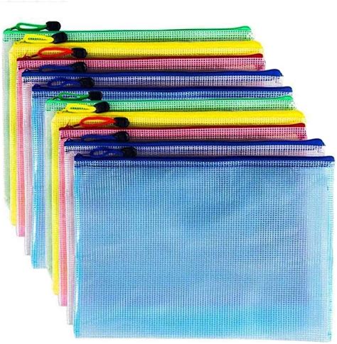 Cowork 10pcs Zipper File Bags Plastic Document Bags Zip Wallet Folders