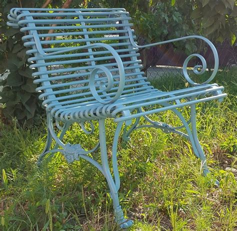 Casa Padrino Wrought Iron Garden Chair With Armrests Light Blue 65 X 60
