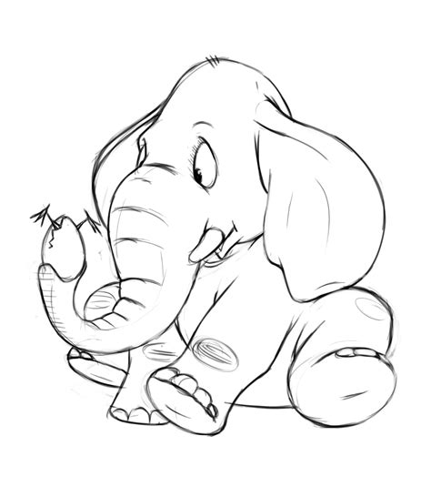 An Elephant Sitting On The Ground With Its Trunk Up And Eyes Closed Drawn In Pencil