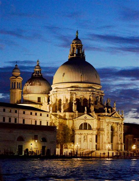 Basilica Di Santa Maria Della Salute Venice Italy Illuminated At Night