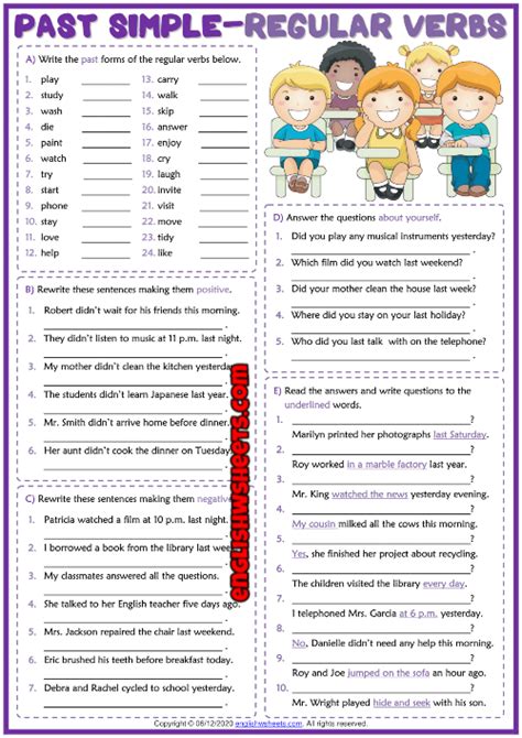 Past Simple Regular And Irregular Verbs Esl Worksheets Of The Day