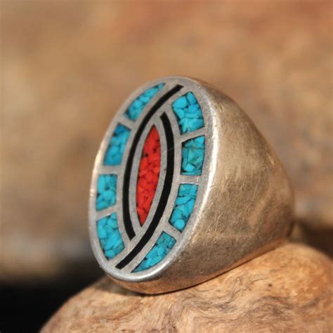 Mens Ring Heavy Sterling Silver Navajo Native American Vintage 172