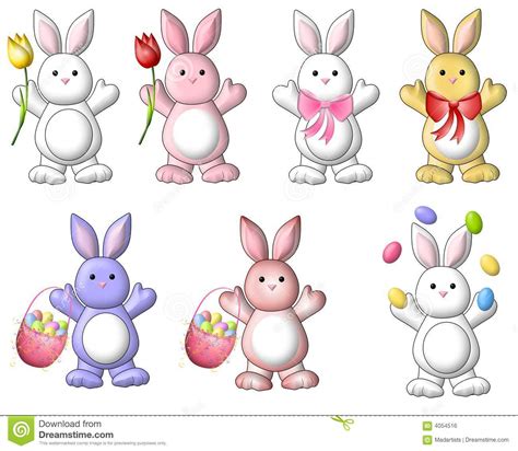 Cute Cartoon Easter Bunnies Clip Art Royalty Free Stock