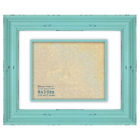 Blue frame and red roses. 8 X 10-in Distressed Aqua Blue Frame | At Home