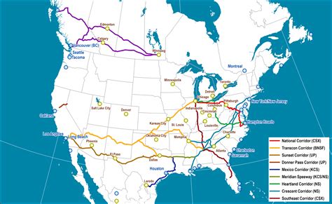 Major North American Rail Corridors Improved Since 2000 The Geography
