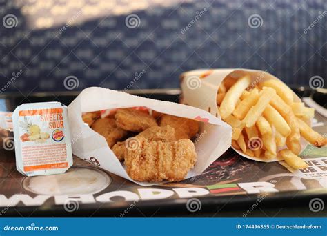 Chicken Nuggets And French Fries At A Burger King Restaurant In The Usa