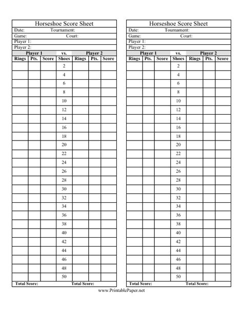Horseshoe Score Sheets Download Printable Pdf Templateroller