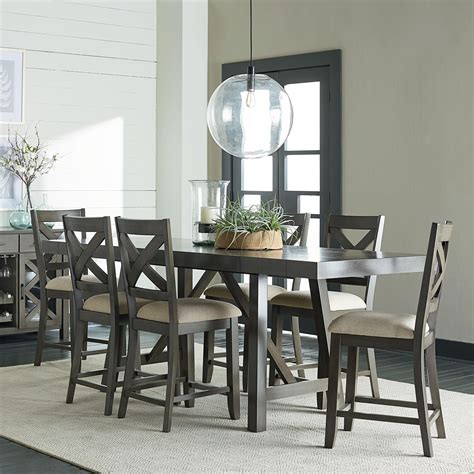 Standard Furniture Omaha Grey Counter Height 7 Piece Dining Room Table