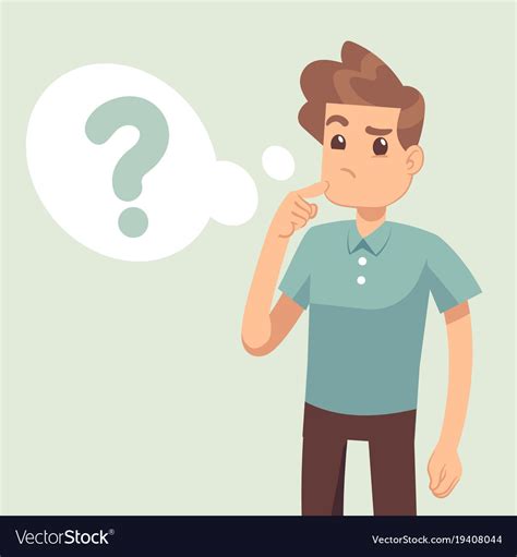 Cartoon Thinking Man With Question Mark In Think Vector Image
