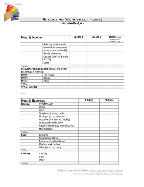 Calculate Monthly Expenses Worksheet
