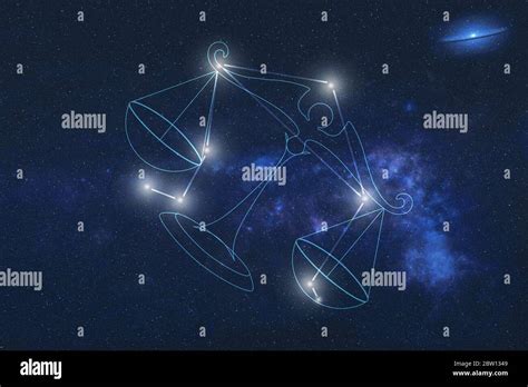 Signe Du Zodiaque Balance Constellation étoiles Dans Lespace Avec Des Lignes De Balance Des