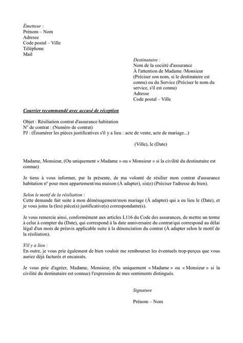 Exemple De Lettre De R Siliation De Contrat D Assurance Doc Pdf Hot