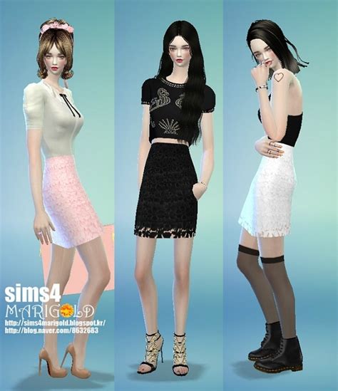 H Line Lace Skirt At Marigold Sims 4 Updates