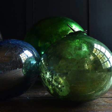 Three Unusually Large 19th Century Mercury Glass Witches Balls