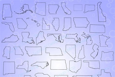 50 United States Map Vector States Outline Map United States Map
