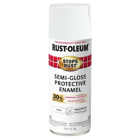 White Rust Oleum Stops Rust Advanced Semi Gloss Spray Paint 12 Oz