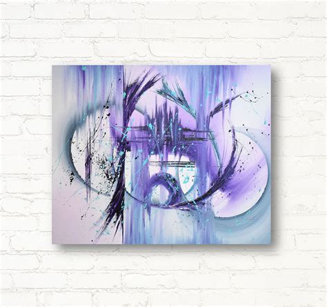 Original Abstract Oil Painting On Canvas Purple And Grey Contemporary