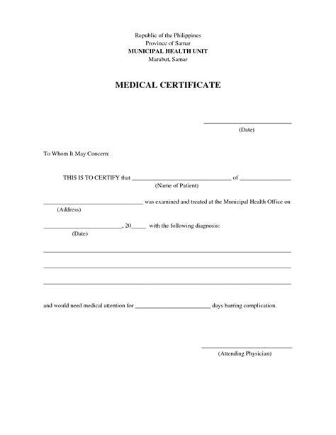 Medical Certificate Template Word