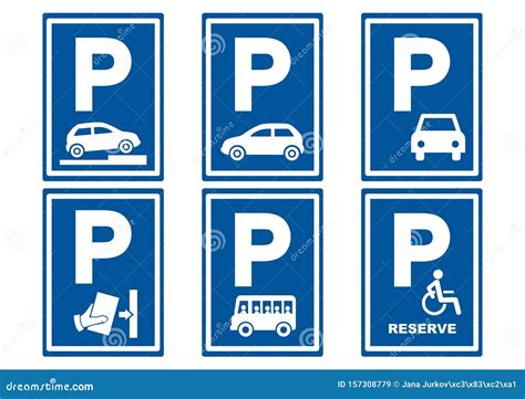 Parking Lot Road Signs Set Vector Icon Stock Vector Illustration