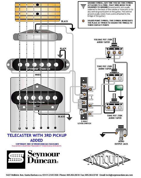 Typical standard fender telecaster guitar wiring. Tele Wiring Diagram with a 3rd pickup added | Telecaster ...