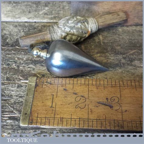 Vintage 2 ¾” Steel Plumb Bob Brass String Retainer Good Condition Tooltique