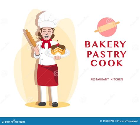 Professional Pastry Chef Bakery Chef Vector Illustration Design Stock