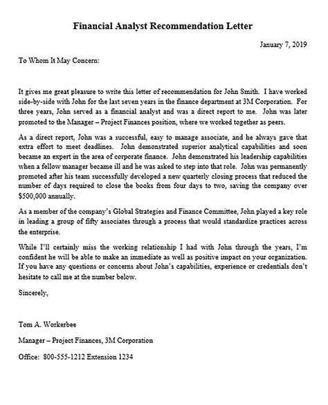 Reference Letter Of Recommendation Sample