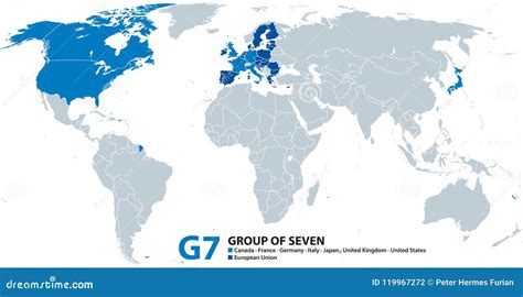 G7 Group Of Seven Infographic And Map Vector Illustration