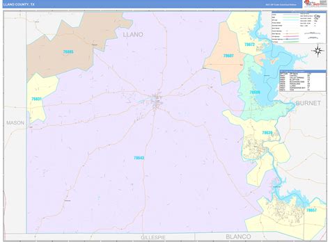 Llano County Tx Wall Map Color Cast Style By Marketmaps