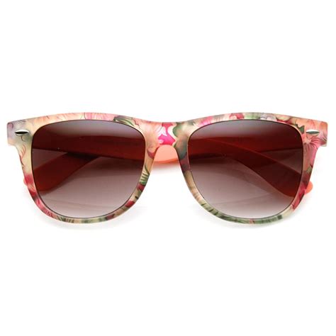 Floral Print Flower Two Toned Colorful Horn Rimmed Sunglasses 54mm Flower Sunglasses Floral