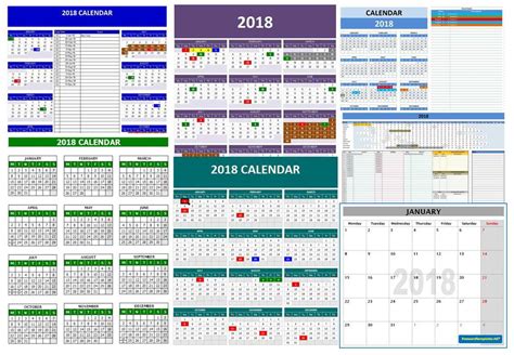 2018 Calendar Templates Microsoft And Open Office Templates