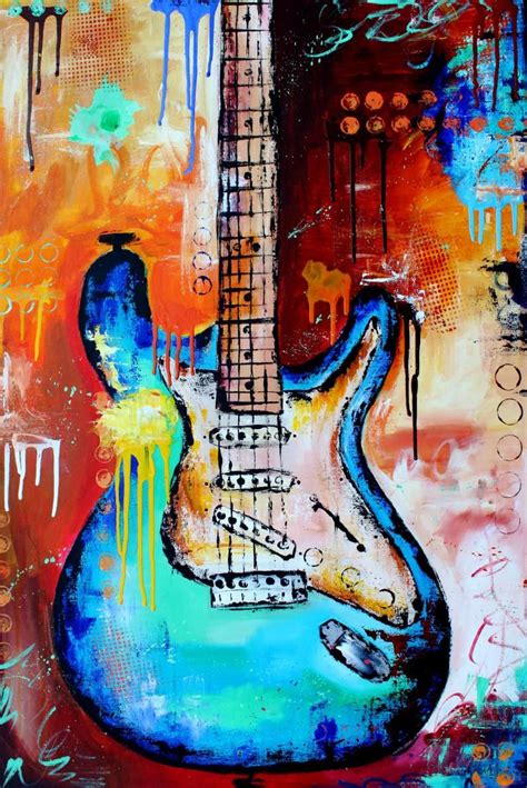 Print Guitar Painting Abstract Electric Fender Stratocaster Music