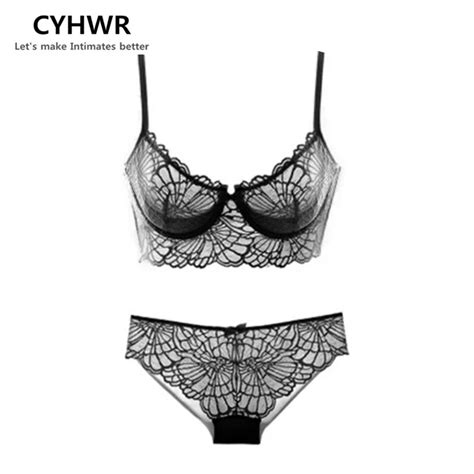CYHWR Brief Sets Sexy Ultrathin And Transparent Sexy Lace Embroidery Underwear Sets Women Lace