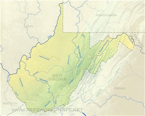 Physical Map Of West Virginia Cherry Hill Map