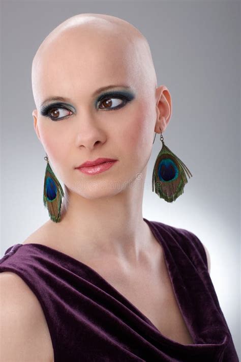 Studio Portrait Of Bald Woman Stock Image Image Of Fashionable