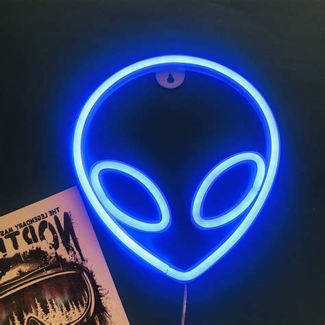 Alien Led Neon Sign Alien Head Shaped Soft Night Light Bar Etsy