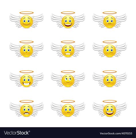 Cute Emoticons Angels Royalty Free Vector Image